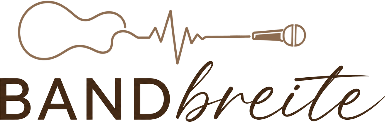 Bandbreite Logo: Gitarre, Herzschlag-Linie und Mikrofon